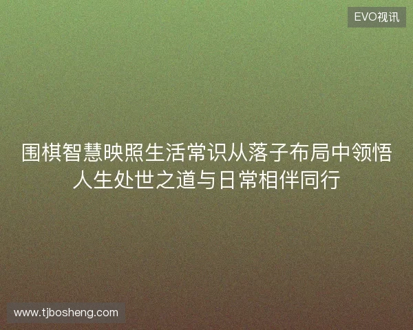 围棋智慧映照生活常识从落子布局中领悟人生处世之道与日常相伴同行 围棋智慧映照生活常识从落子布局中领悟人生处世之道与日常相伴同行